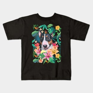 Tropical Tricolor Bull Terrier Kids T-Shirt